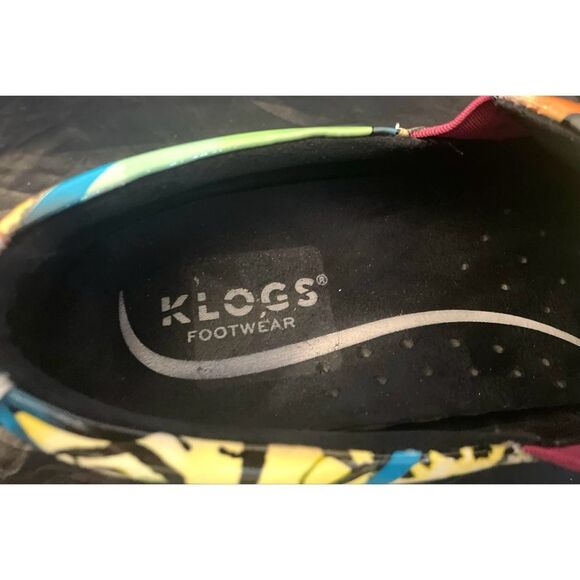 Klogs Naples Size 8 M Patent Leather Multi Color Floral Slip On Shoes Clogs - Picture 10 of 11